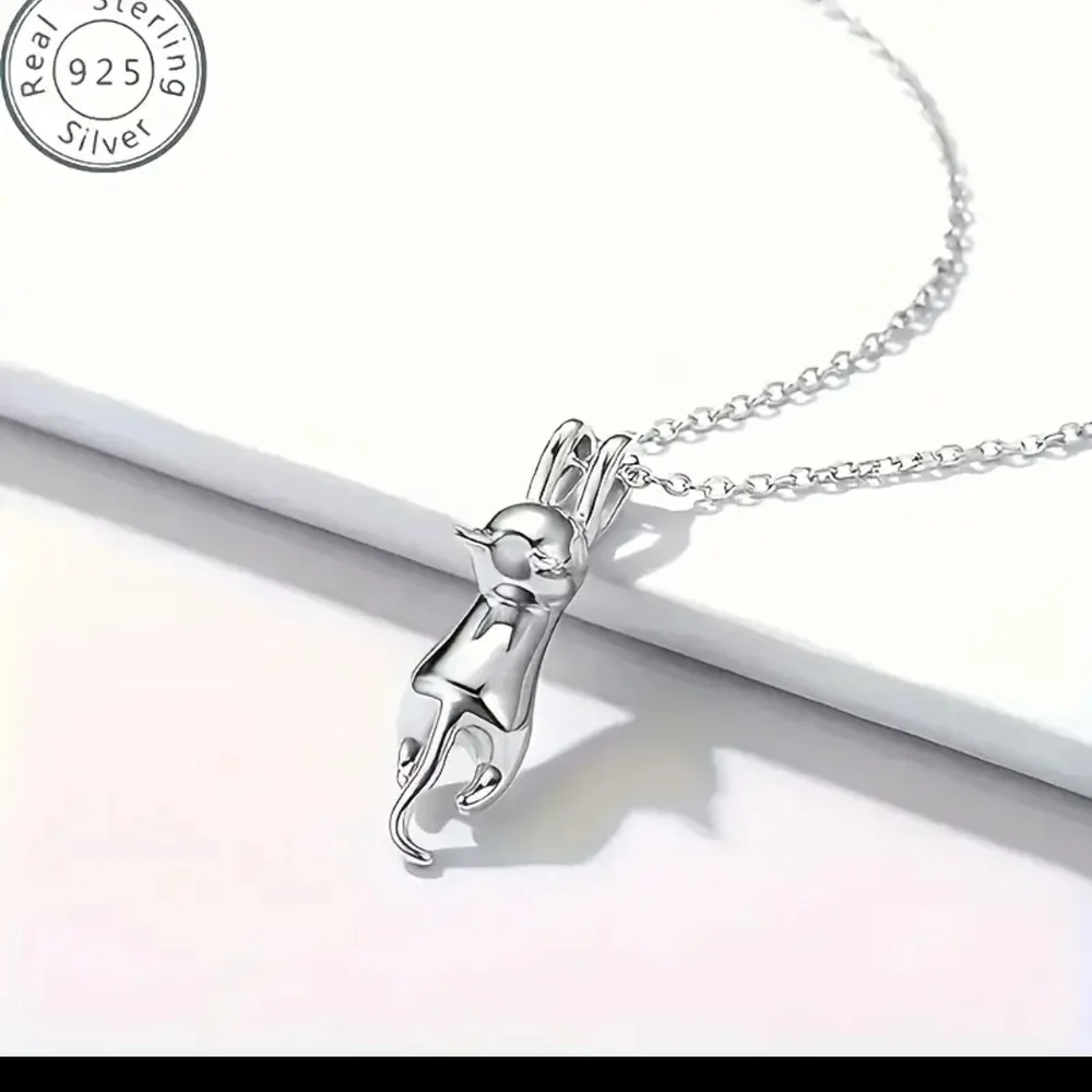 Sterling Silver Cat Pendant Minimalist Necklace